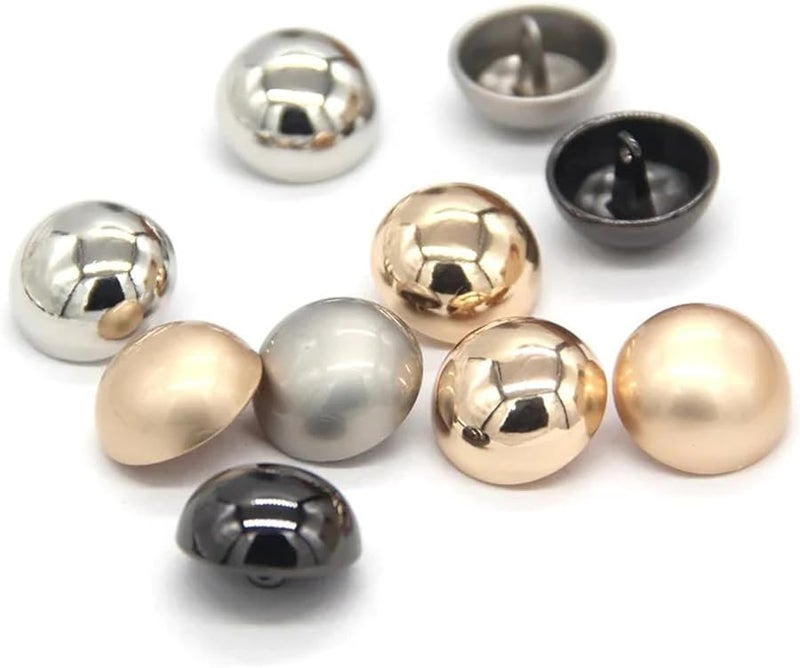 Black 18mm 6PCS Metal Sewing Buttons Half Round Mushroom Buttons for Coats Windbreakers Knit Bags - Image 3